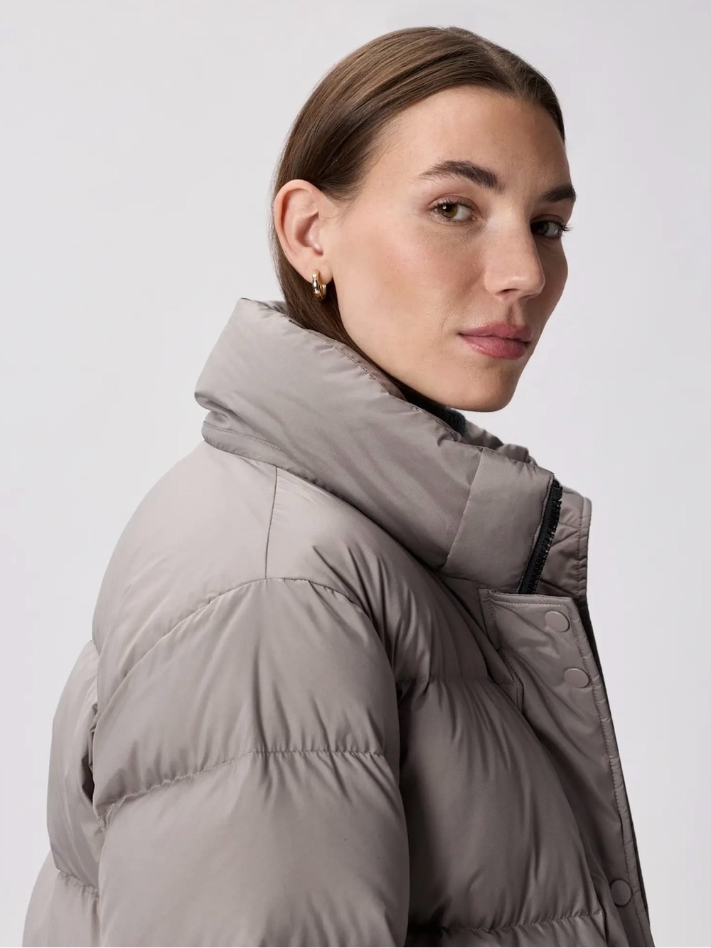 Quince Responsible Down Long Puffer Coat in Morel Grey Size Large y876 - Picture 10 of 12